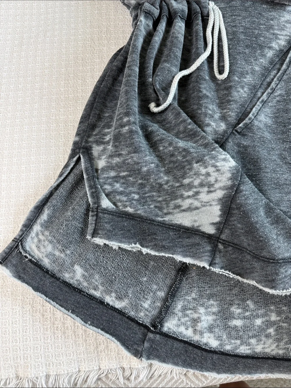 Free People zip front zip hoodie gray distressed sweatshirt size medium